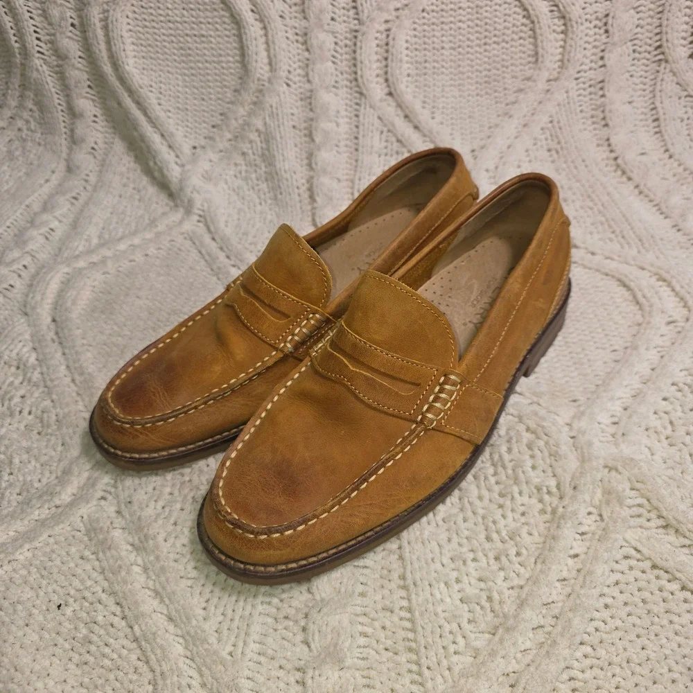 Sperry Penny Loafers Tan Leather Moc Toe‎ Slip On Drivers Mens 8.5 Excellent